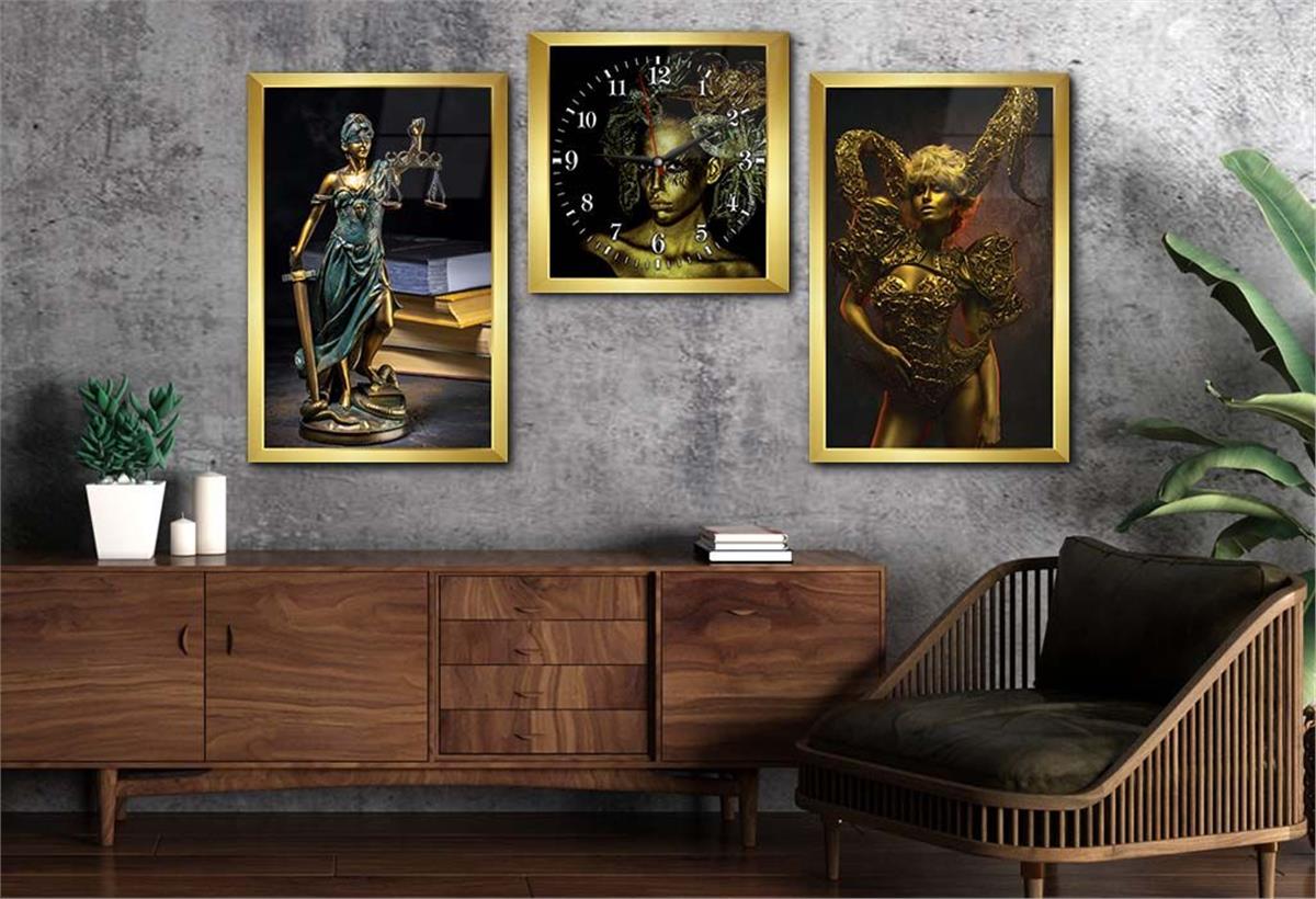 Tempered Glasss Wall Arts Art-Themed Set with Clock