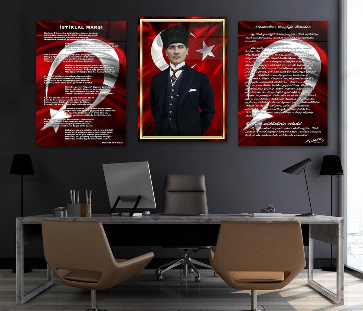  3'lü Set VatanTemalı Cam Tablo 29