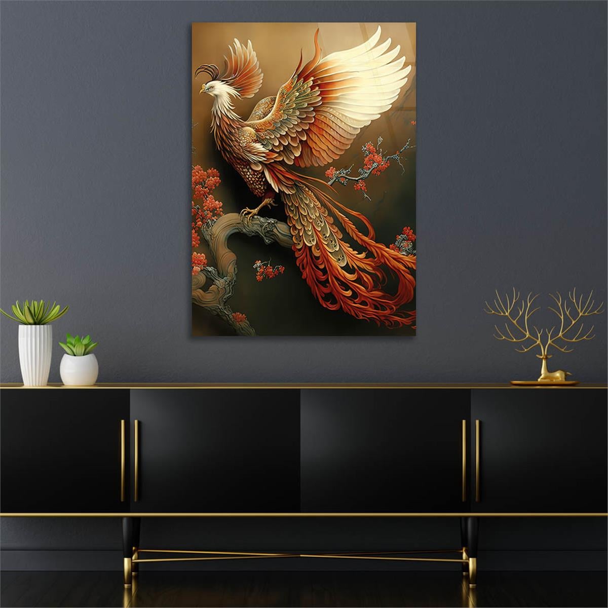 Vertical Tempered Glasss Wall Arts Natured-Themed178