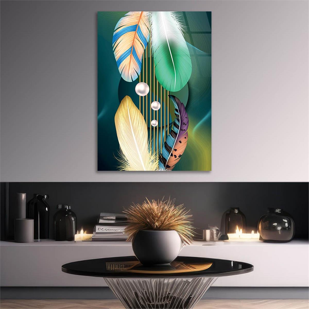 Vertical Tempered Glasss Wall Arts Art-Themed256