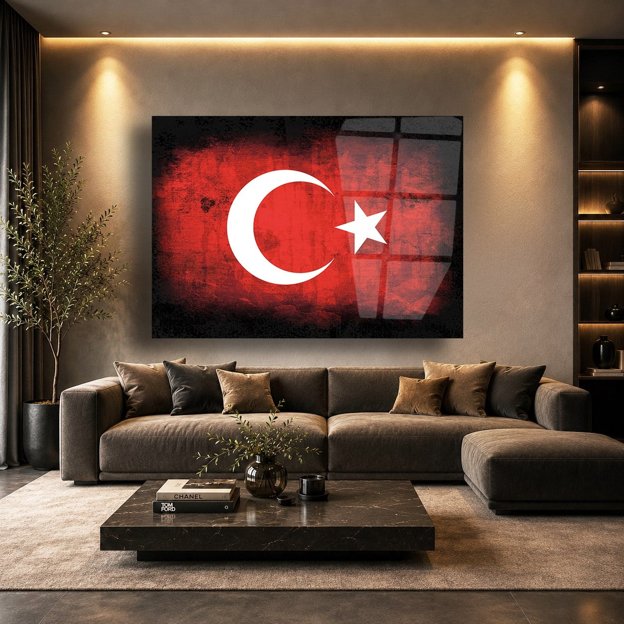 Yatay Vatan Temalı Cam Tablo78