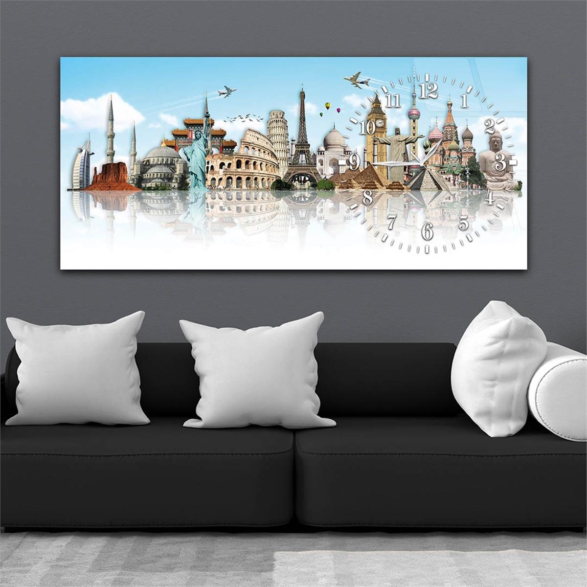 Side-Clock, Art And Nature-Themed Horizontal Glass Wall Painting 107