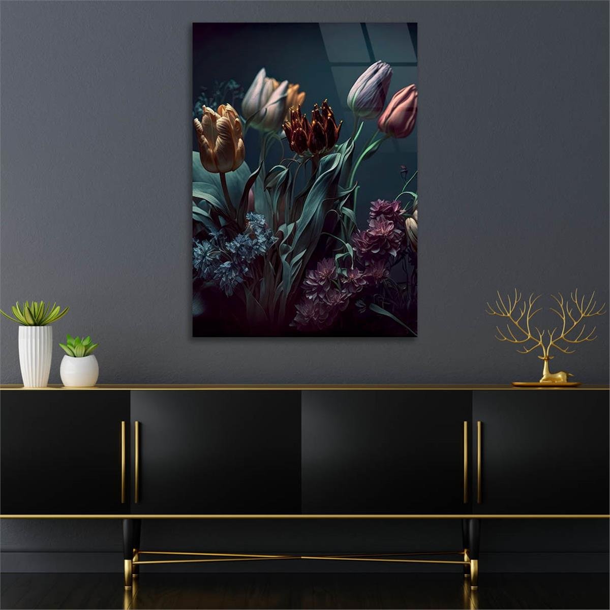 Vertical Tempered Glasss Wall Arts Natured-Themed205