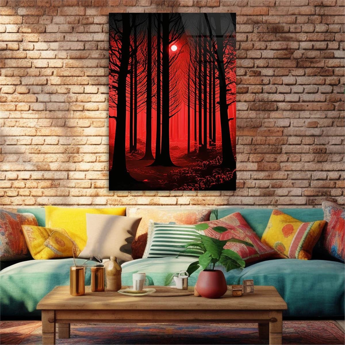 Dikey Doğa Temalı Cam Tablo 254