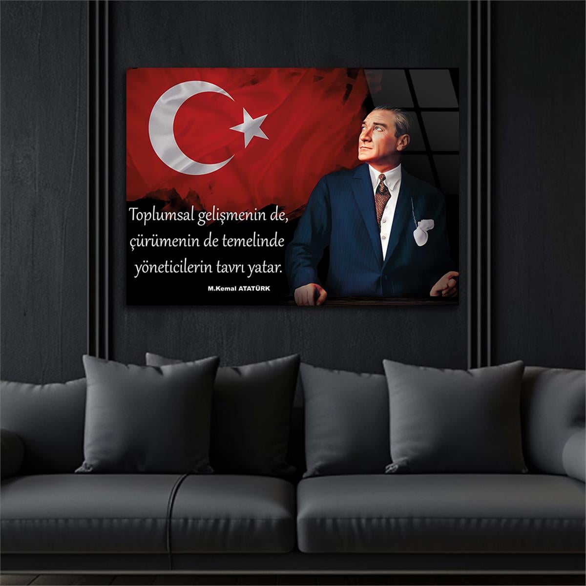 Yatay VatanTemalı Cam Tablo 106