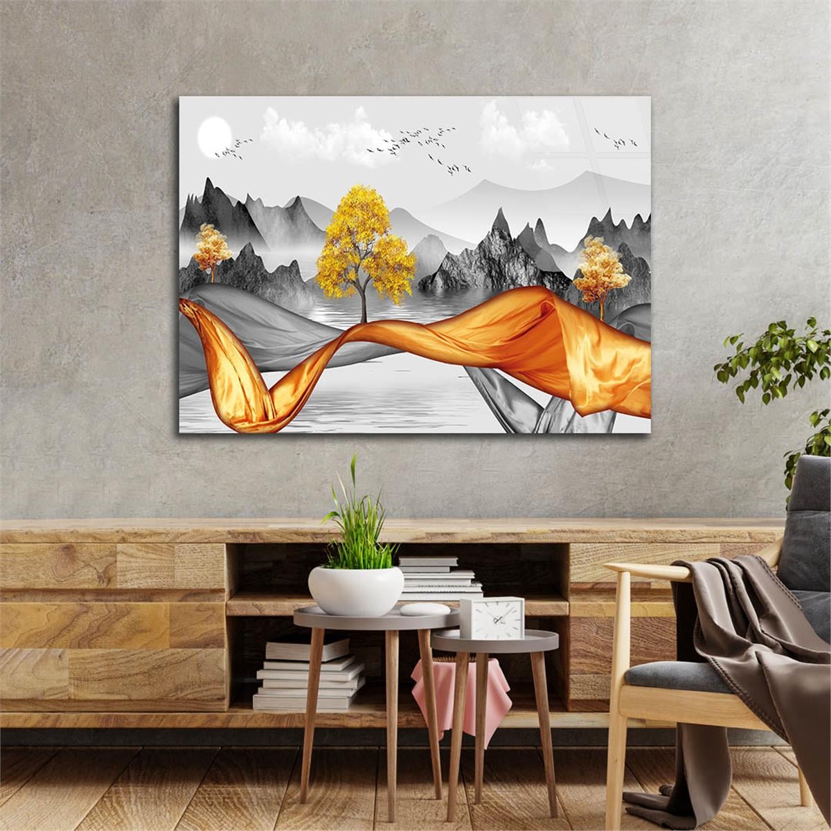 Horizontal Natured-Themed Tempered Glass Wall Art 278