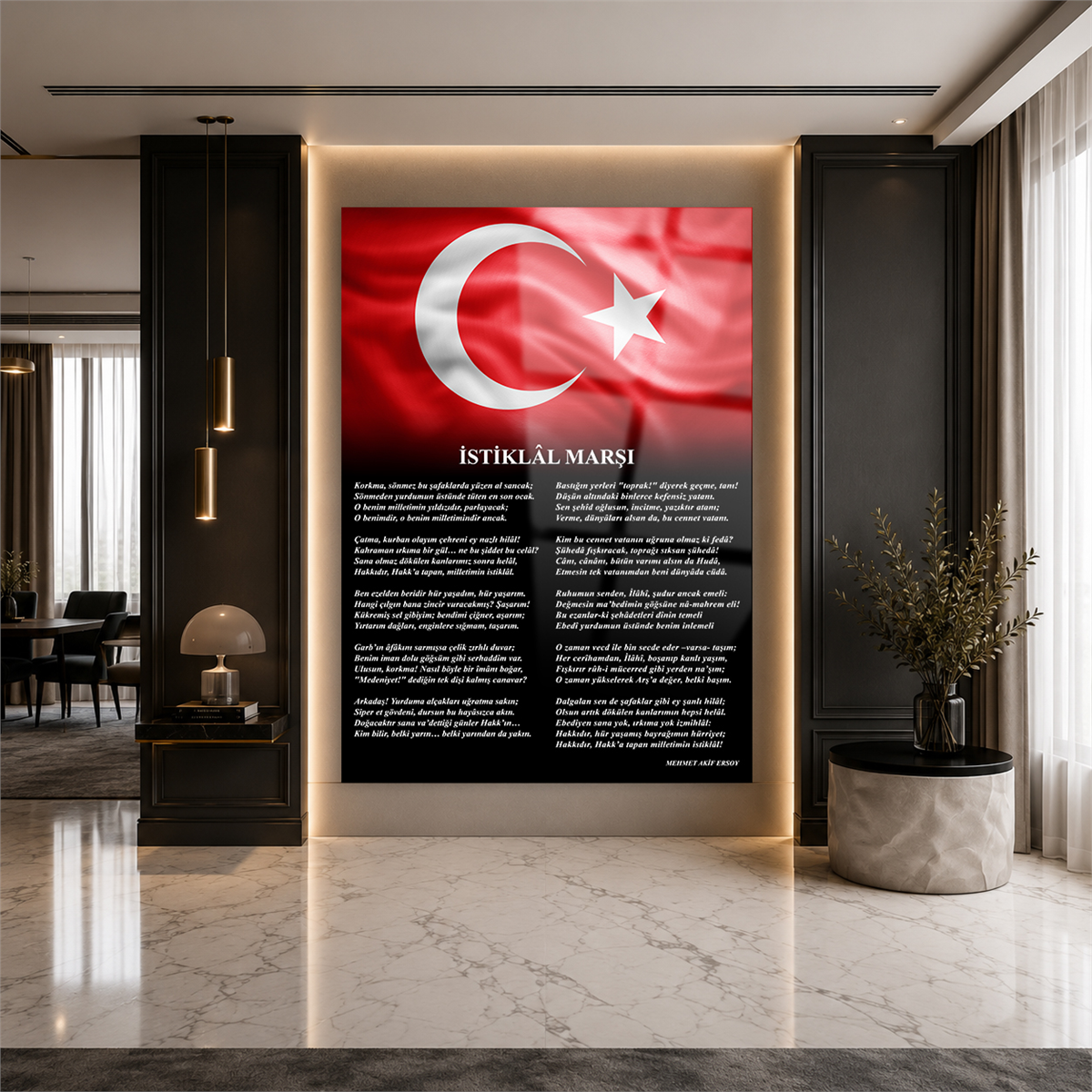 Dikey VatanTemalı Cam Tablo 187