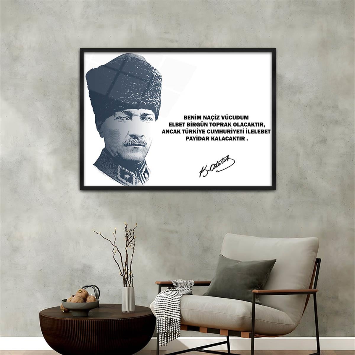 Alüminyum Çerçeveli Vatan Temalı Cam Tablo 008
