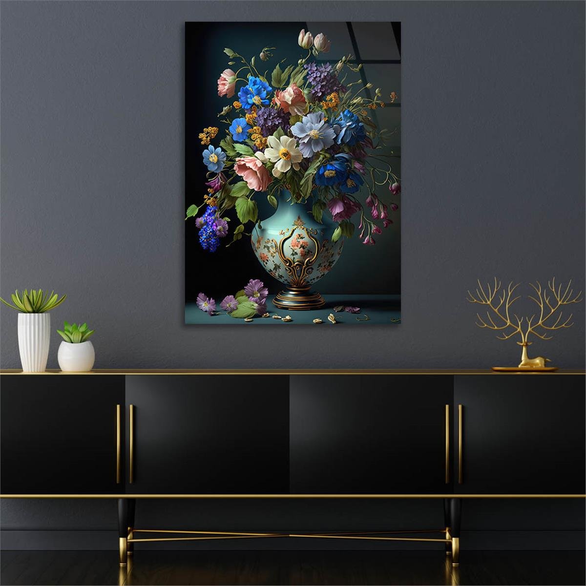 Dikey Sanat Temalı Cam Tablo 472
