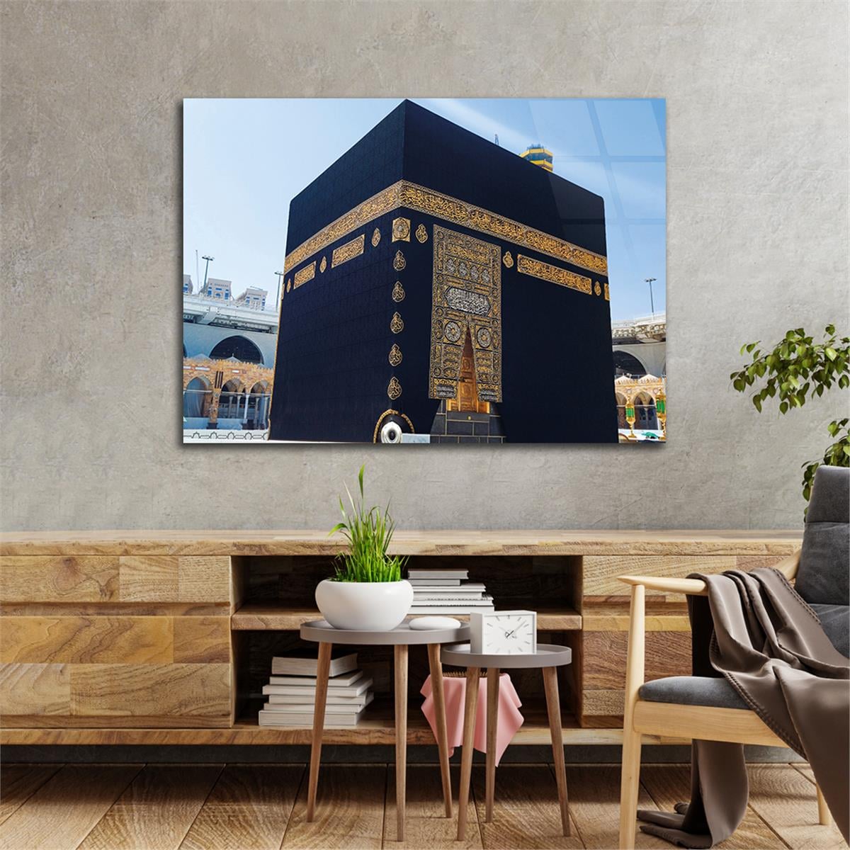 Ka’bah  on Glass Print Caaba Glass Wall Art Kaaba Tempered Glass Wall Art
