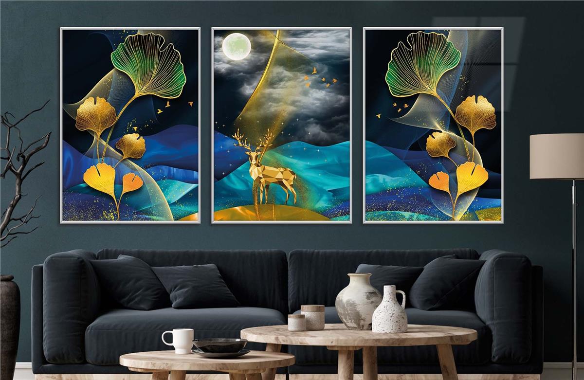 Alüminyum Çerçeveli Sanat Temalı 3'lü Set MDF Tablo 0060