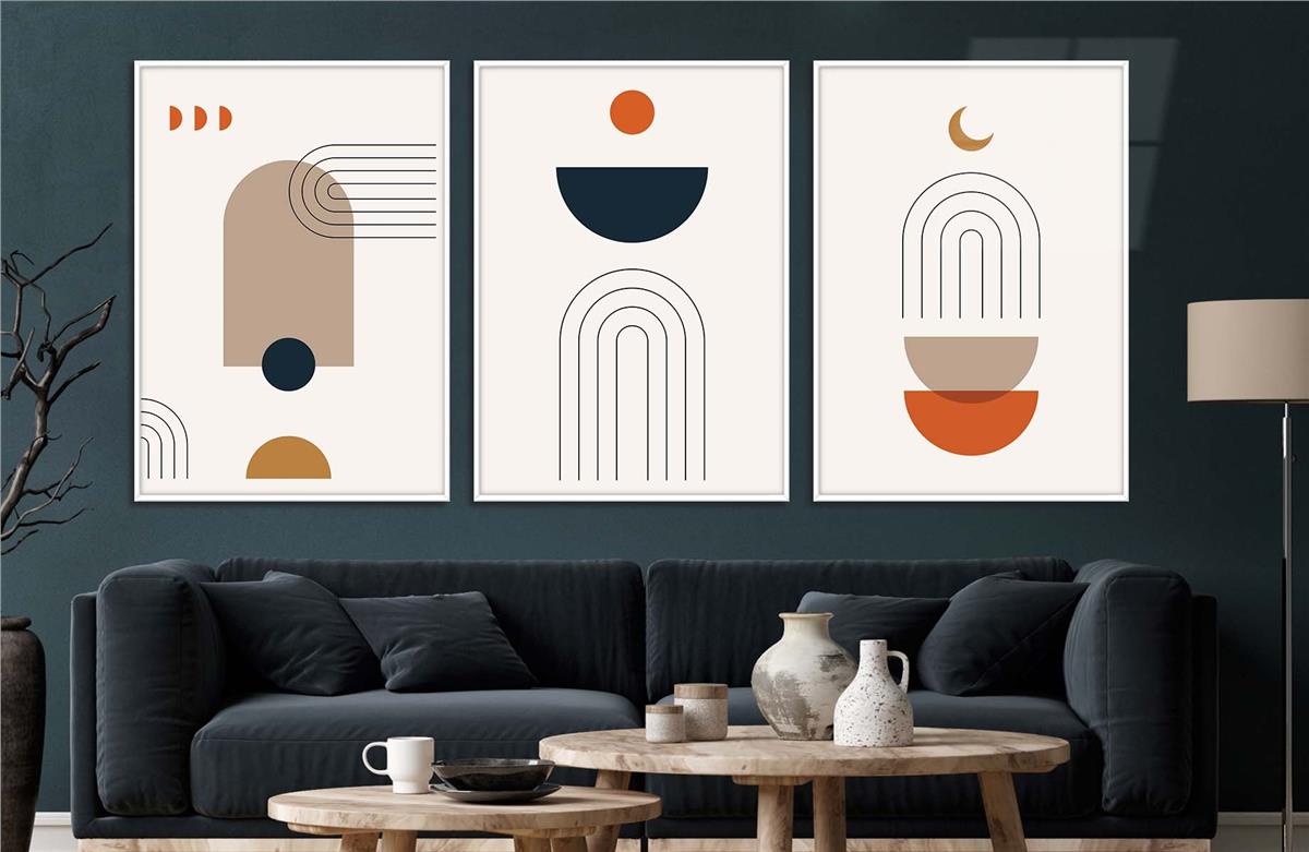 Alüminyum Çerçeveli Sanat Temalı 3'lü Set MDF Tablo 0001