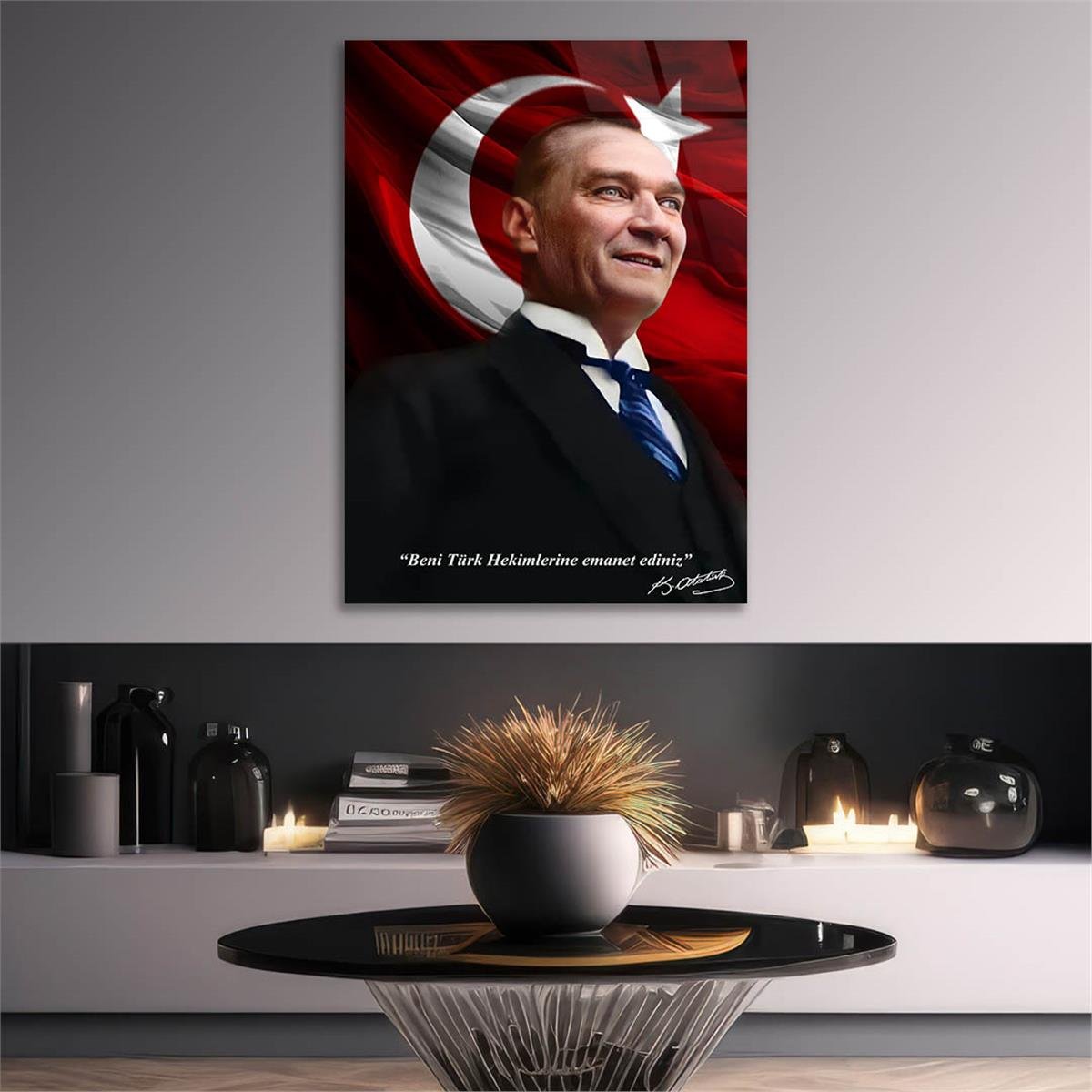 Dikey VatanTemalı Cam Tablo 190