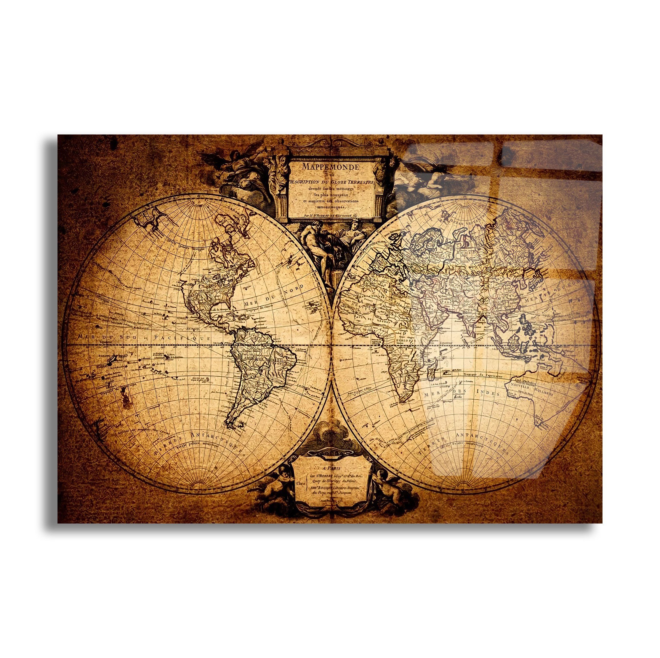 The World Map Of Piri Reis 1513 Tempered Glass Wall Art