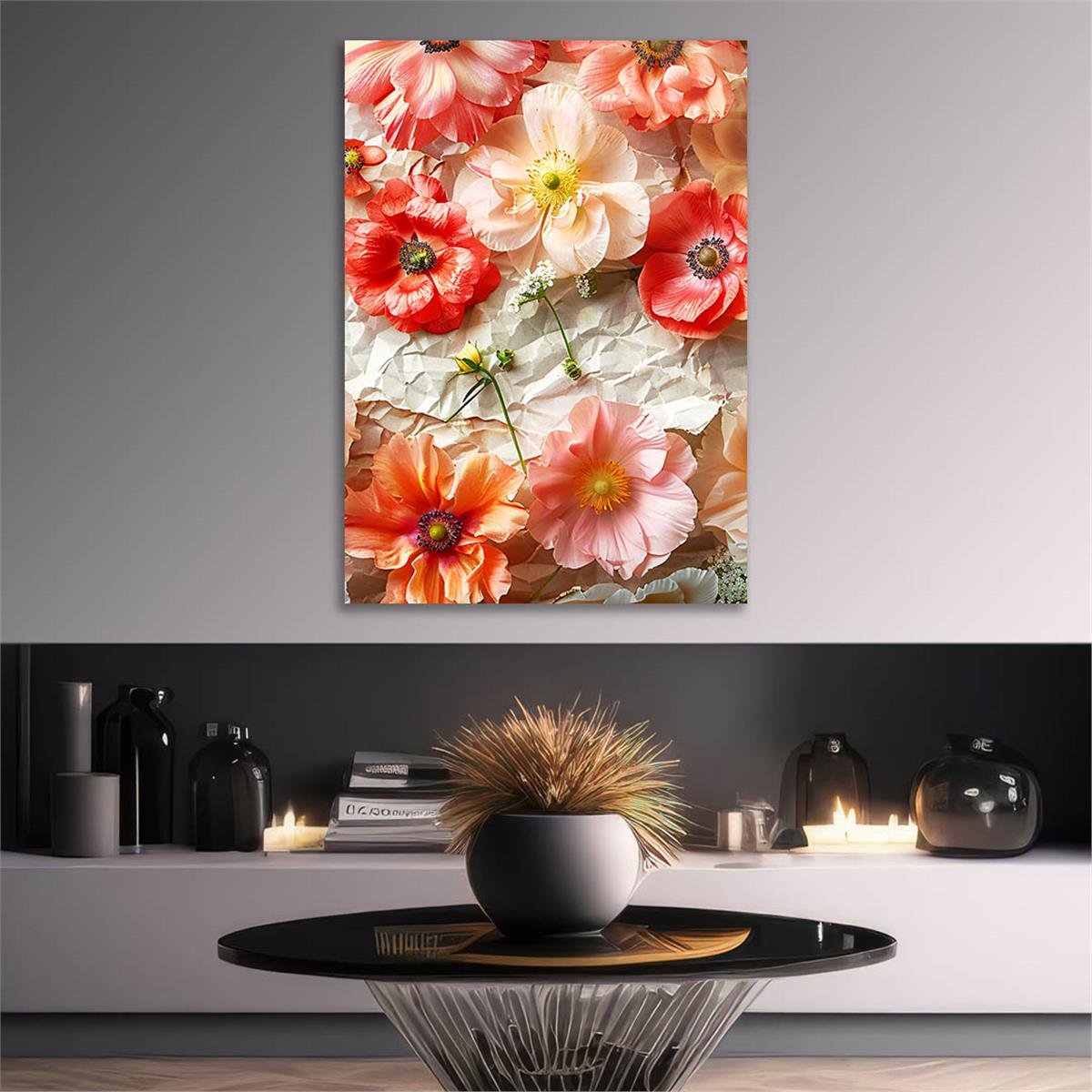 Dikey Sanat Temalı Cam Tablo 451