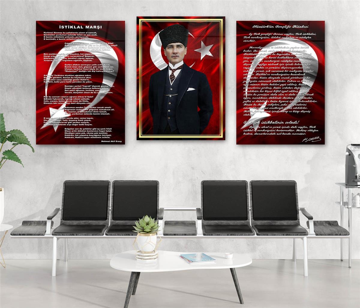  3'lü Set VatanTemalı Cam Tablo 29