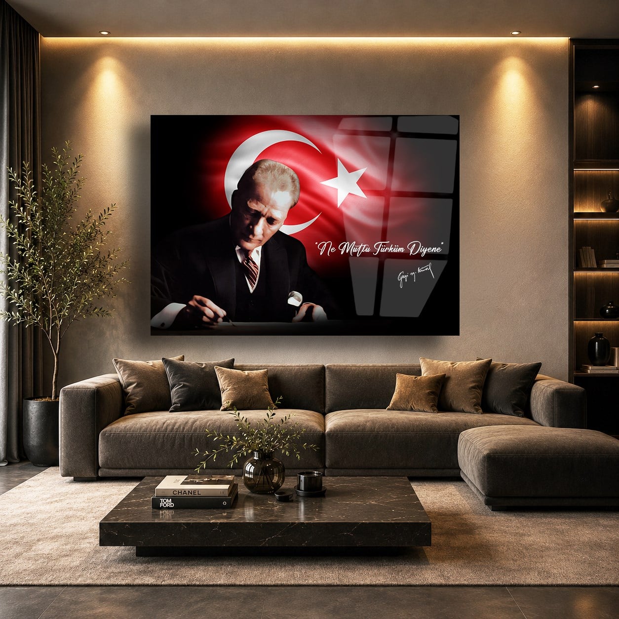 Yatay VatanTemalı Cam Tablo 134