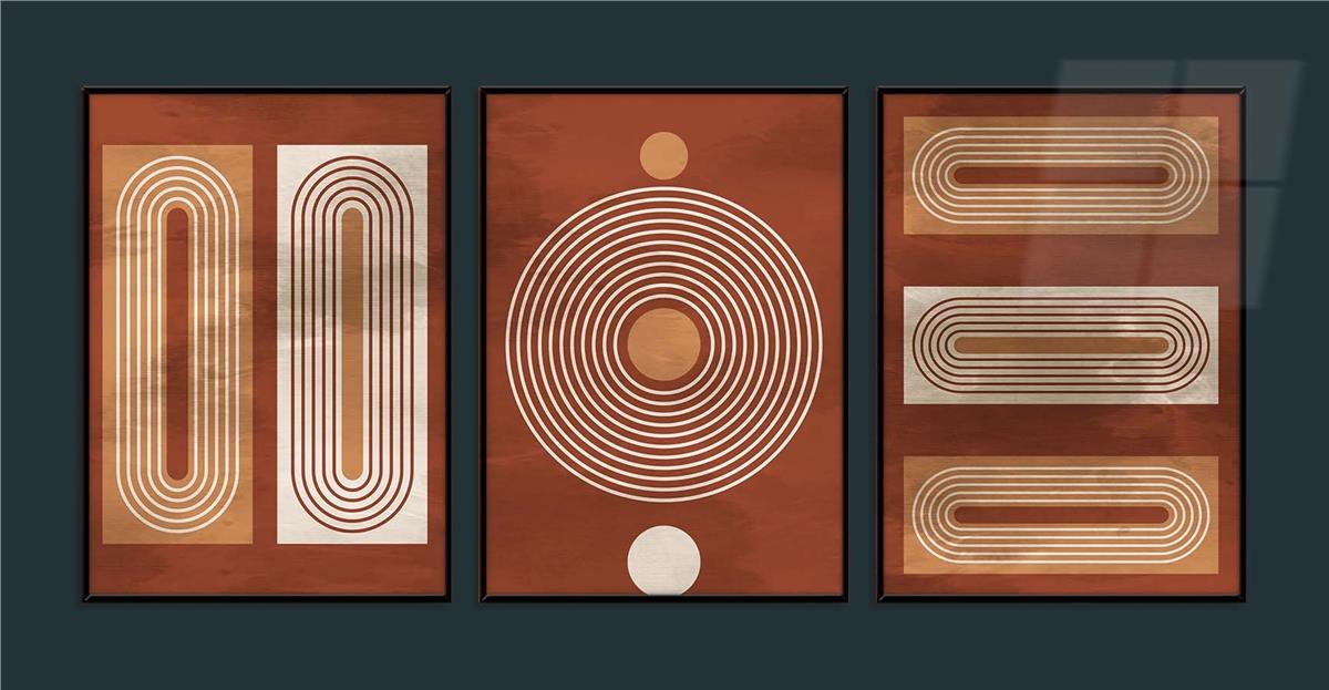 Alüminyum Çerçeveli Sanat Temalı 3'lü Set MDF Tablo 0053