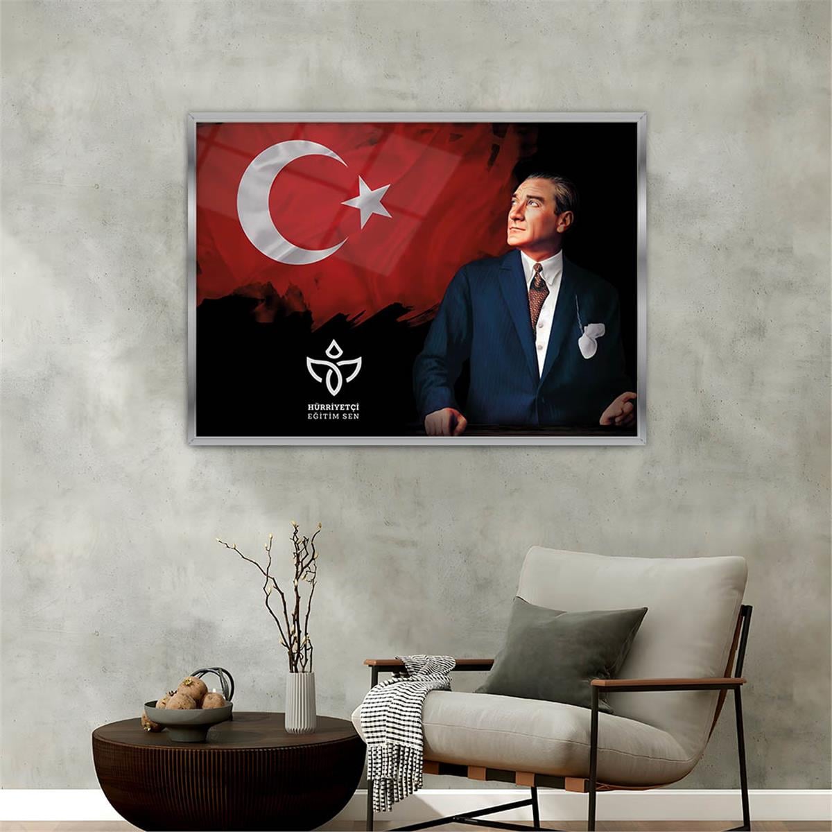 Alüminyum Çerçeveli Vatan Temalı Cam Tablo 055