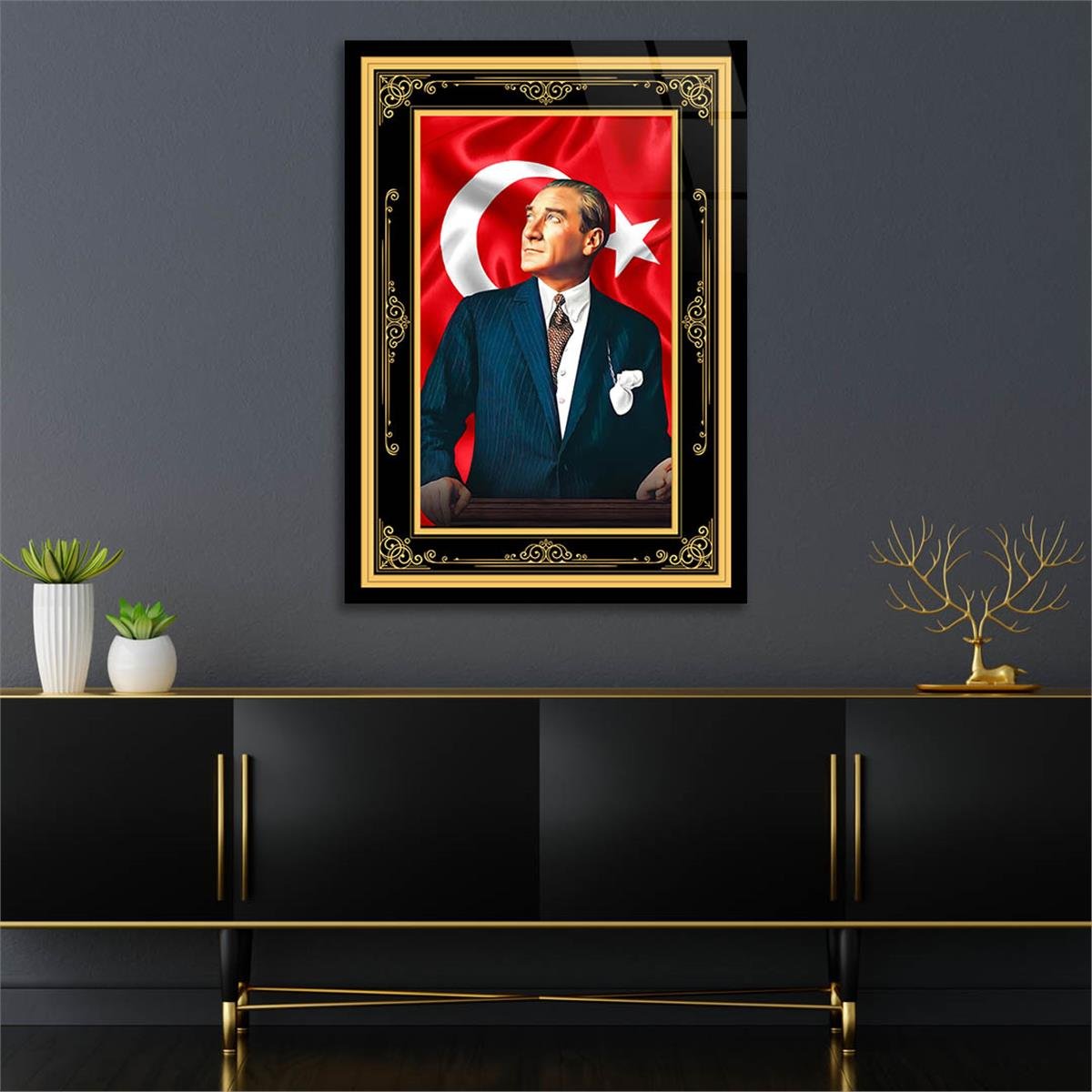 Dikey VatanTemalı Cam Tablo 207