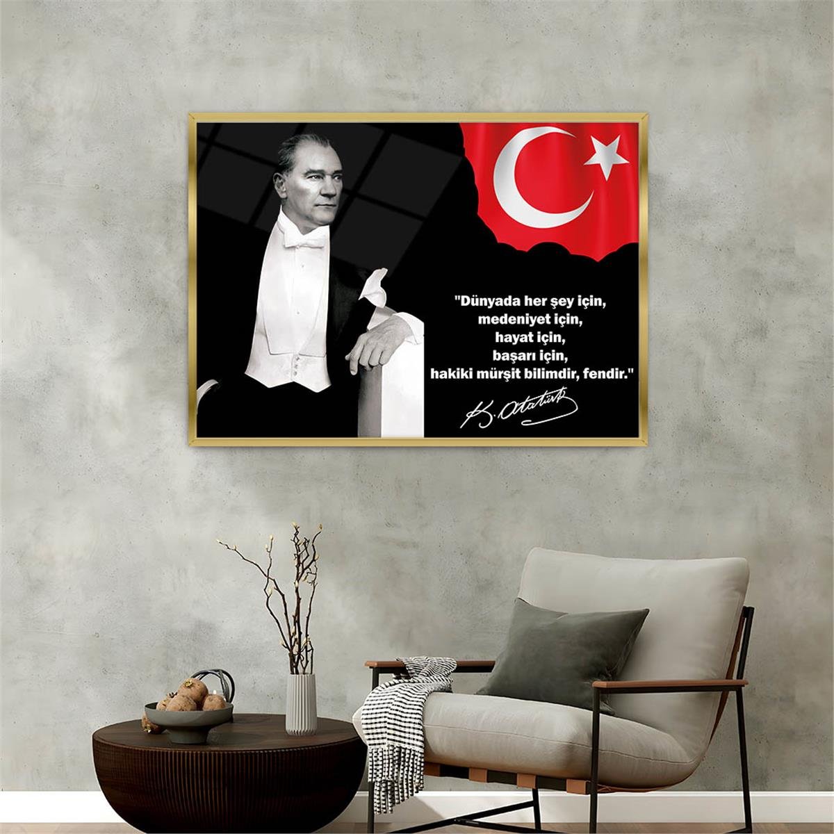 Alüminyum Çerçeveli Vatan Temalı Cam Tablo 049