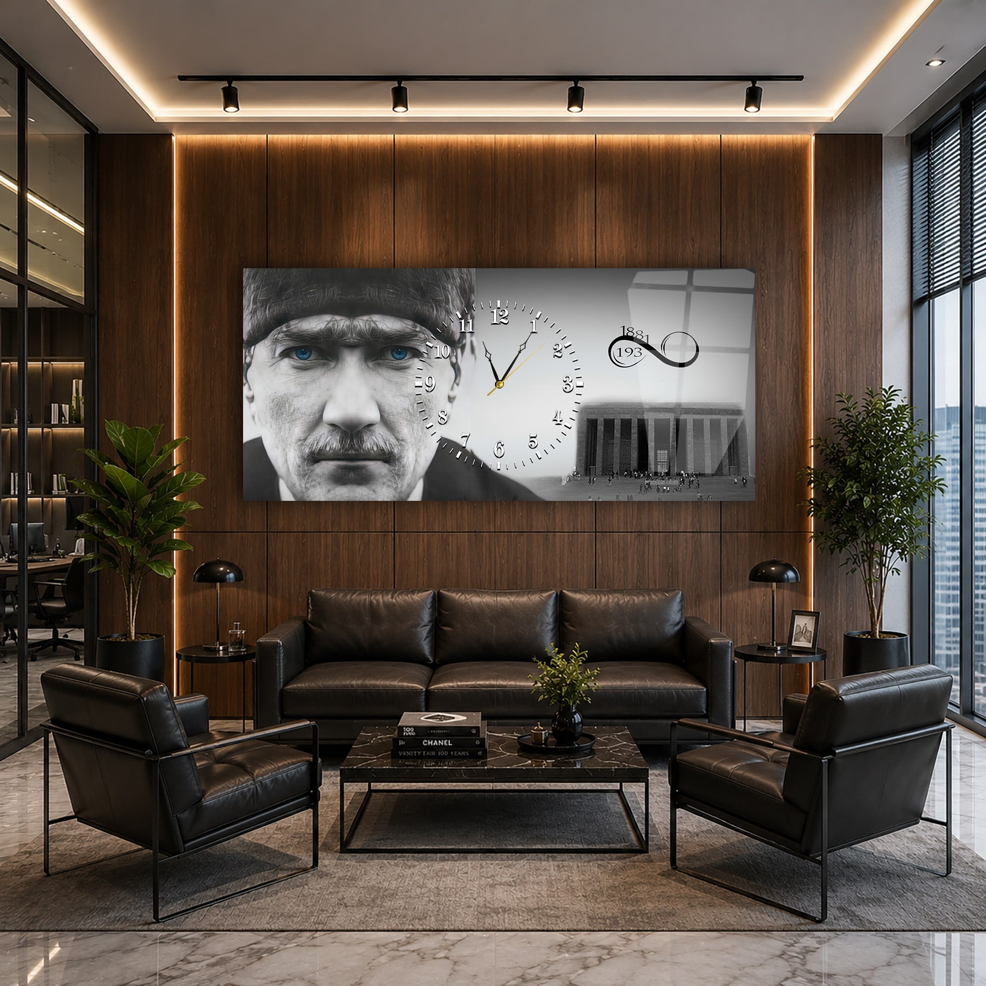 Middle-Clock, Homeland-Themed Horizontal Glass Wall Painting 066