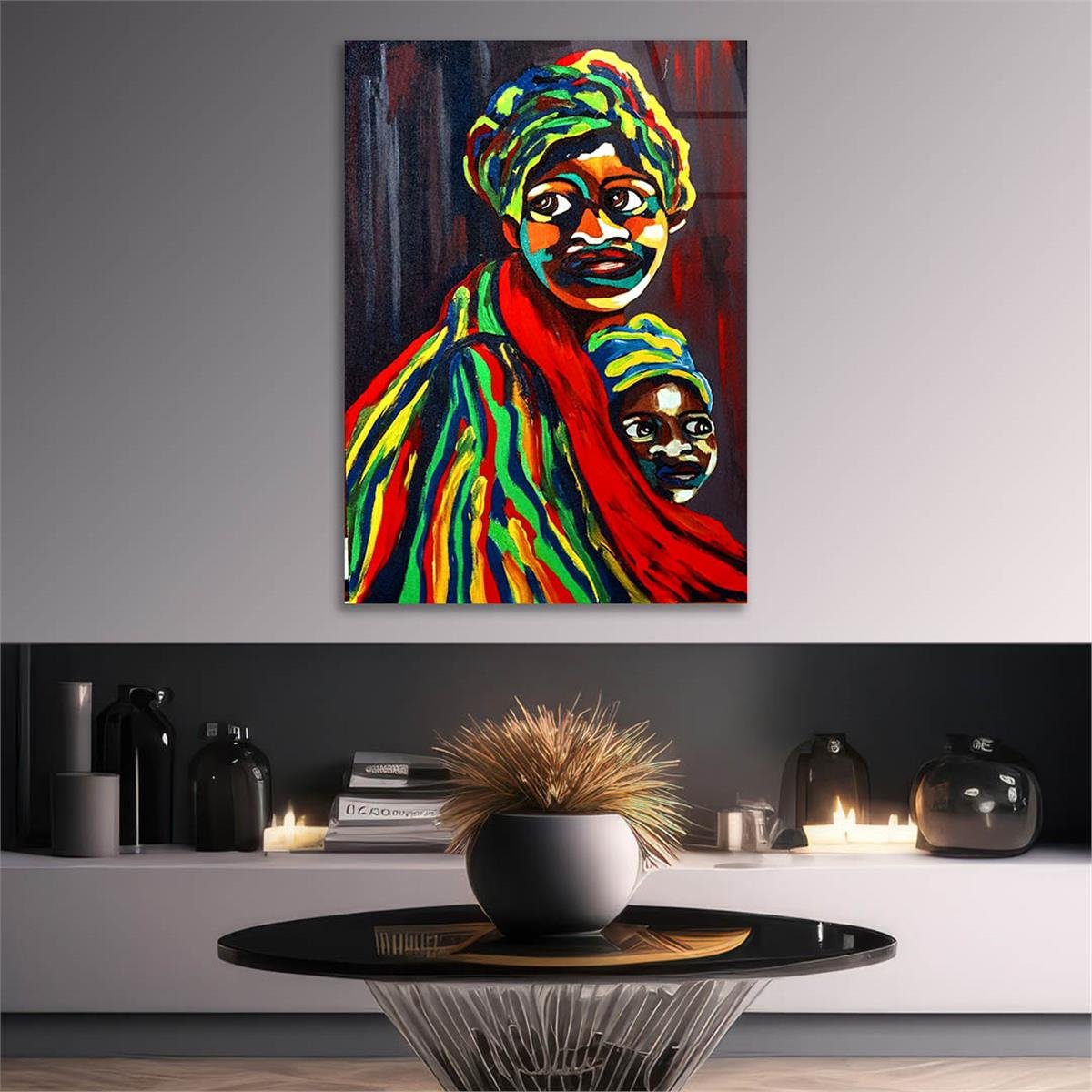 Dikey Sanat Temalı Cam Tablo 394