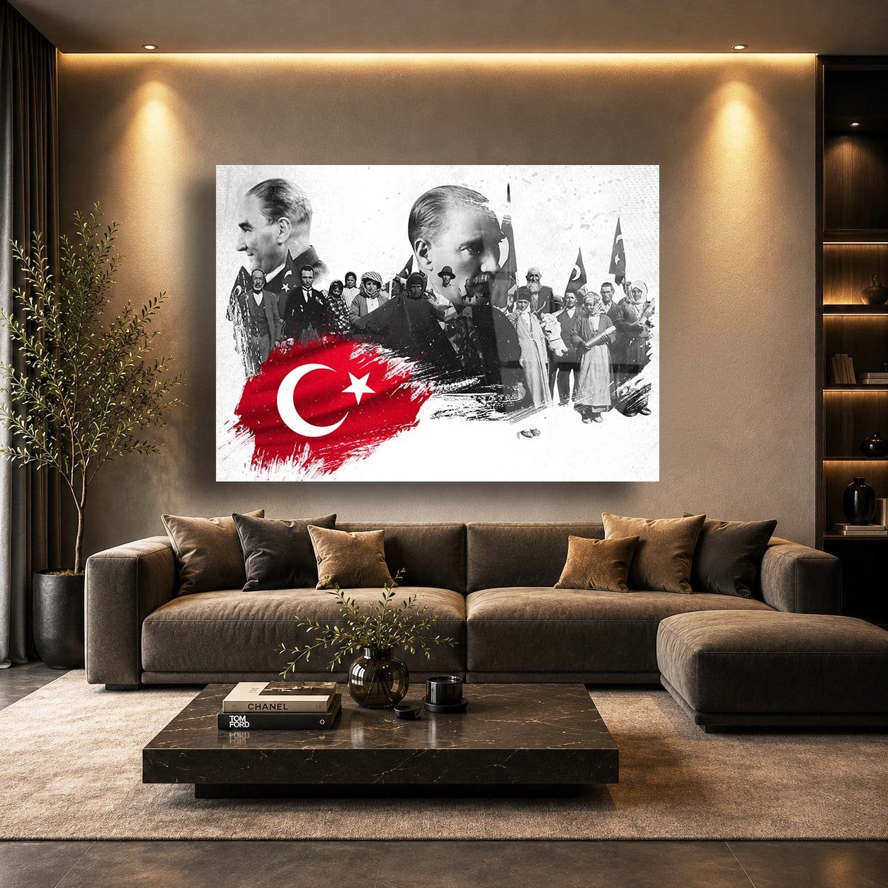 Yatay VatanTemalı Cam Tablo 124