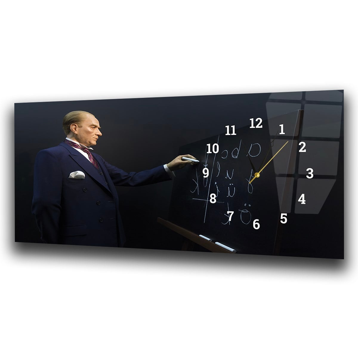 Side-Clock, Homeland-Themed Horizontal Glass Wall Painting 007