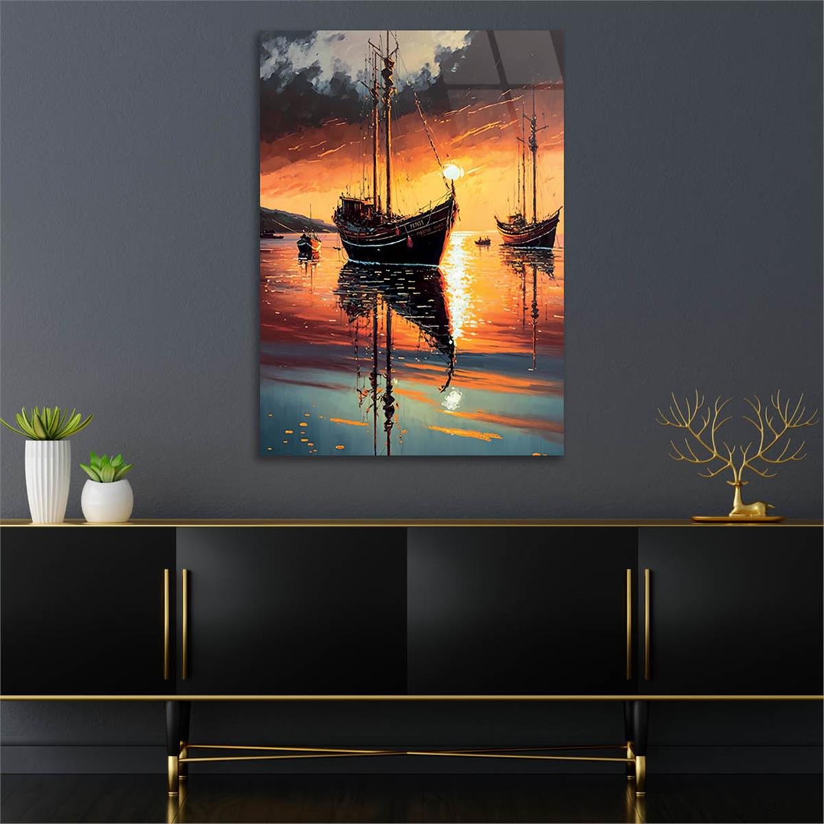 Vertical Tempered Glasss Wall Arts Natured-Themed199