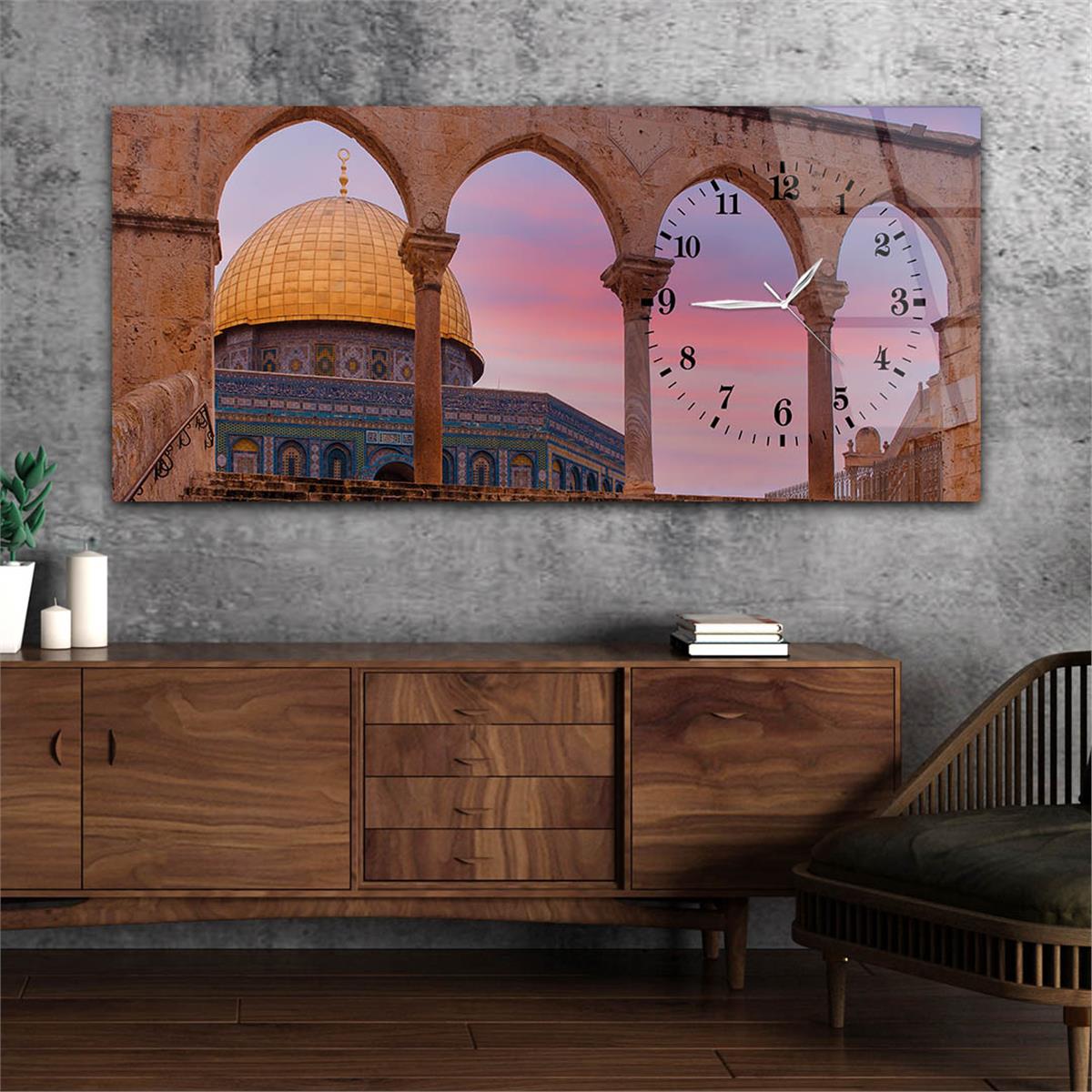 Side-Clock, Religious-Themed Horizontal Glass Wall Painting 032