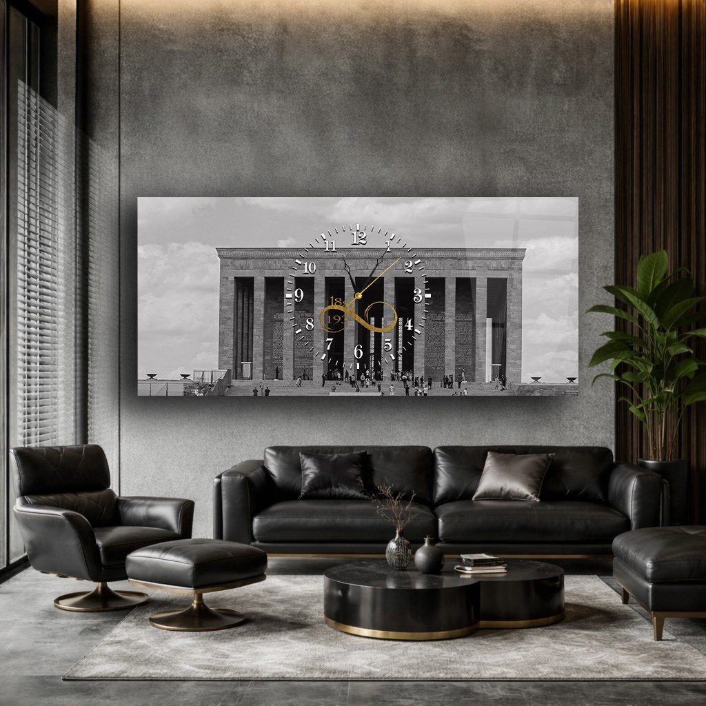 Middle-Clock, Homeland-Themed Horizontal Glass Wall Painting 059