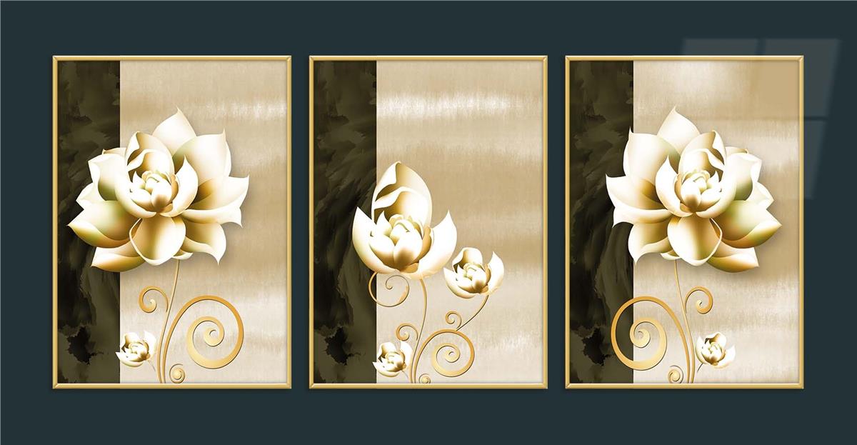 Alüminyum Çerçeveli Sanat Temalı 3'lü Set MDF Tablo 0041