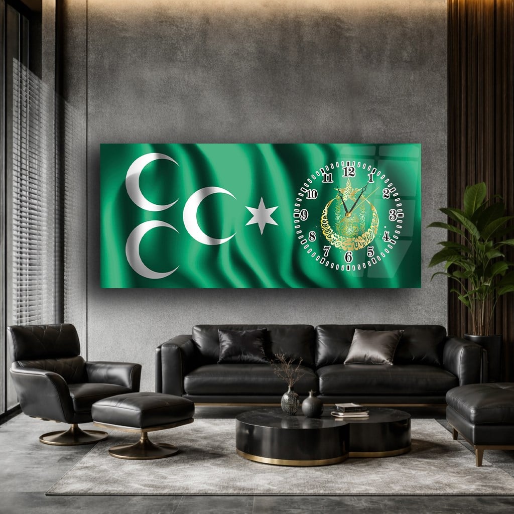 Side-Clock, Homeland-Themed Horizontal Glass Wall Painting 011