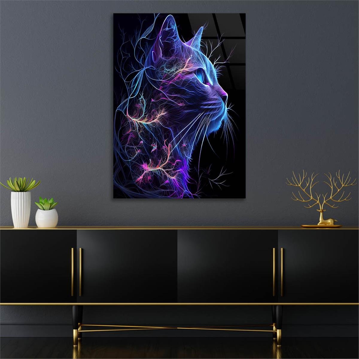 Dikey Sanat Temalı Cam Tablo 432