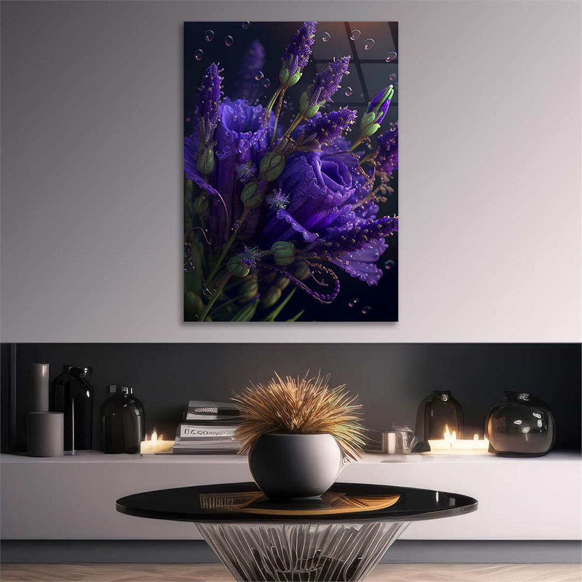 Dikey Sanat Temalı Cam Tablo 424
