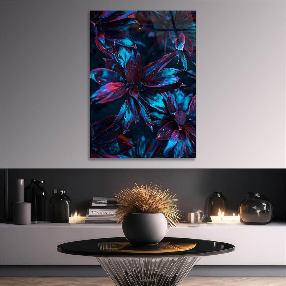 Dikey Sanat Temalı Cam Tablo 421