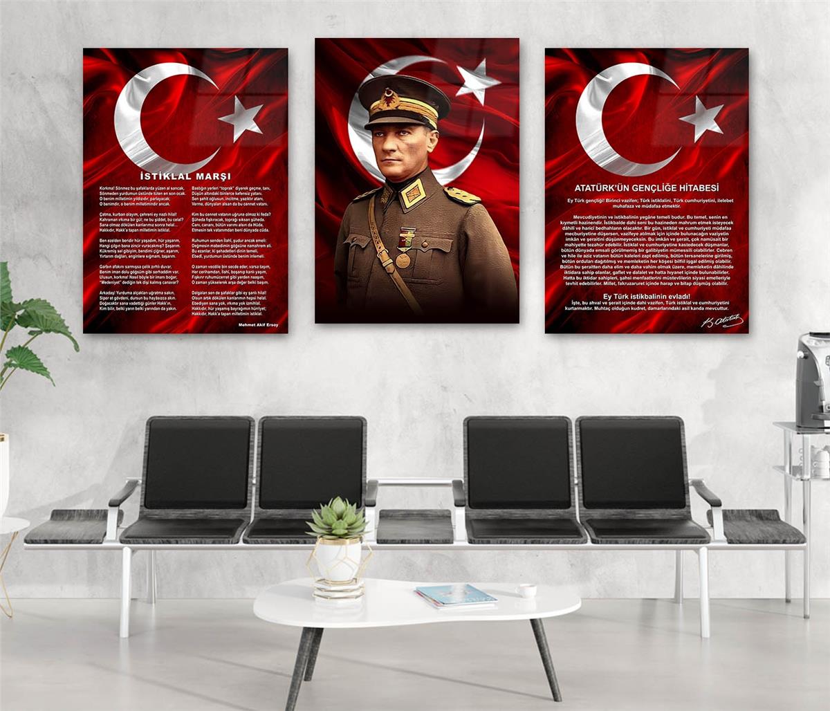  3'lü Set VatanTemalı Cam Tablo 35