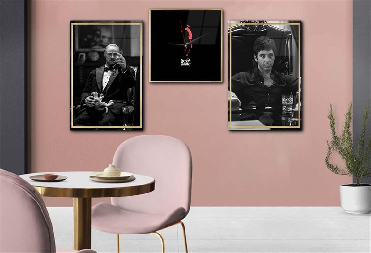 Tempered Glasss Wall Arts Art-Themed Set with Clock