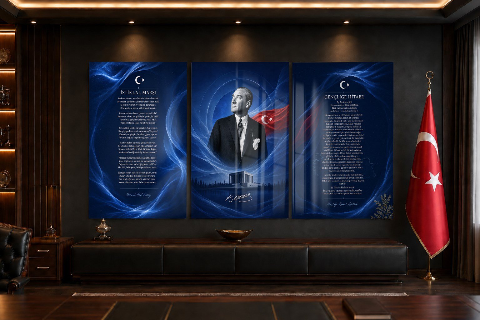 3'lü Set VatanTemalı Cam Tablo 43