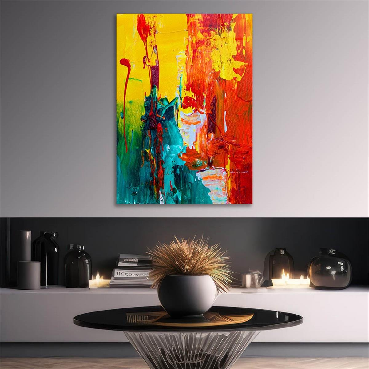 Dikey Sanat Temalı Cam Tablo 566