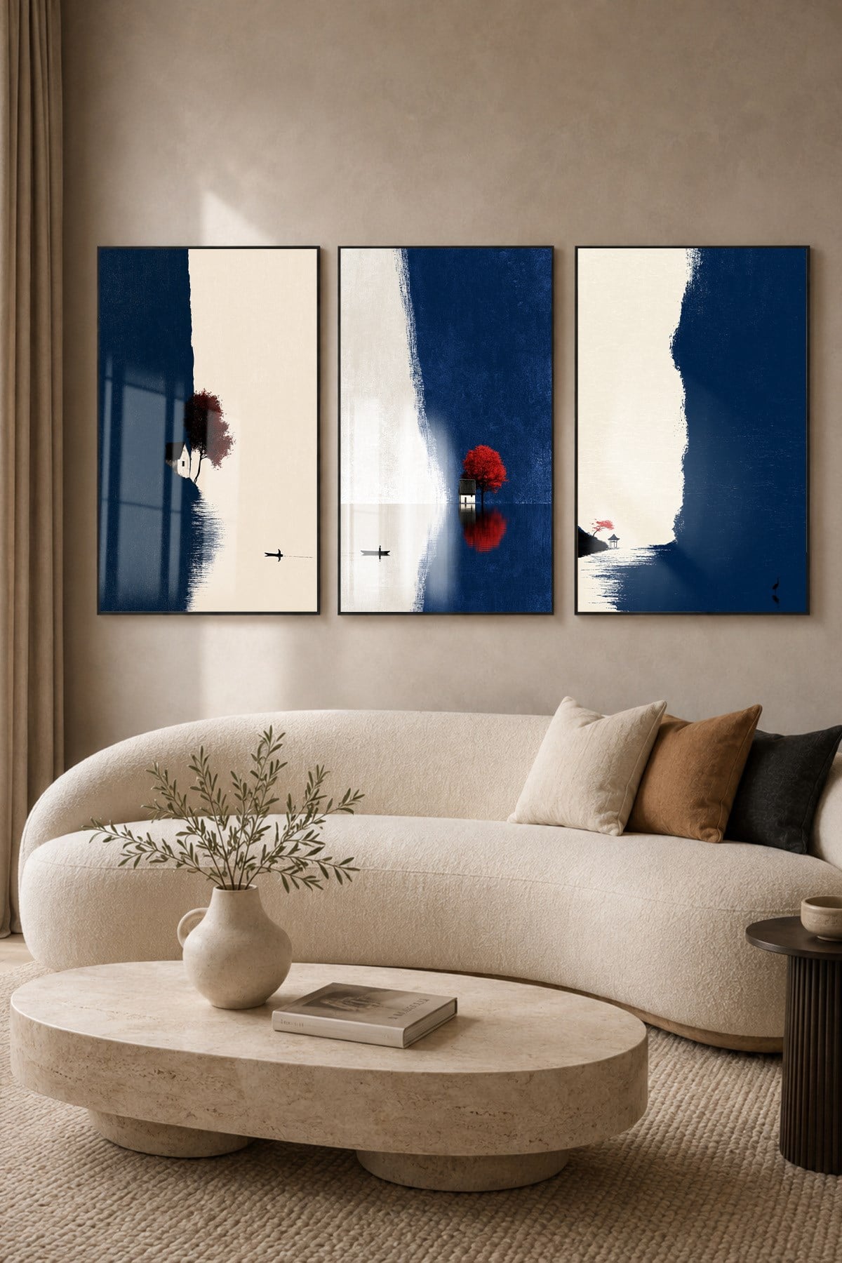 Alüminyum Çerçeveli Sanat Temalı 3'lü Set CAM Tablo 0006