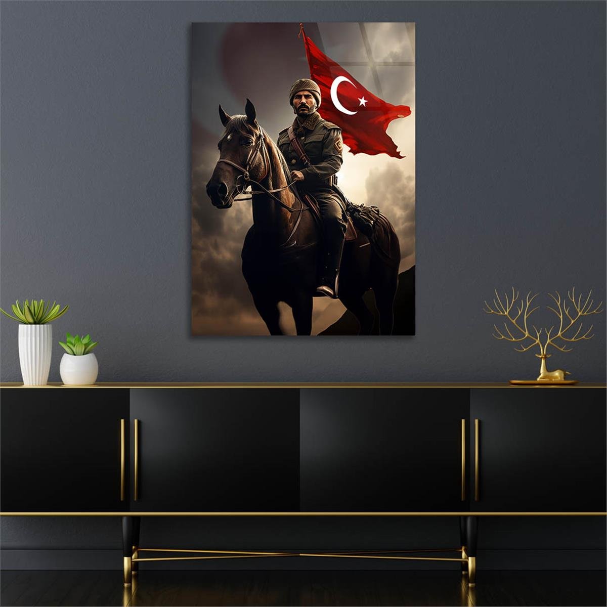 Dikey VatanTemalı Cam Tablo 156