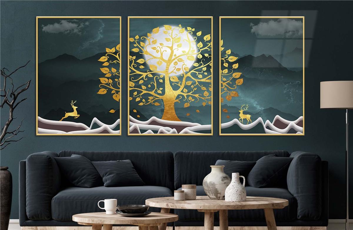 Alüminyum Çerçeveli Sanat Temalı 3'lü Set MDF Tablo 0029