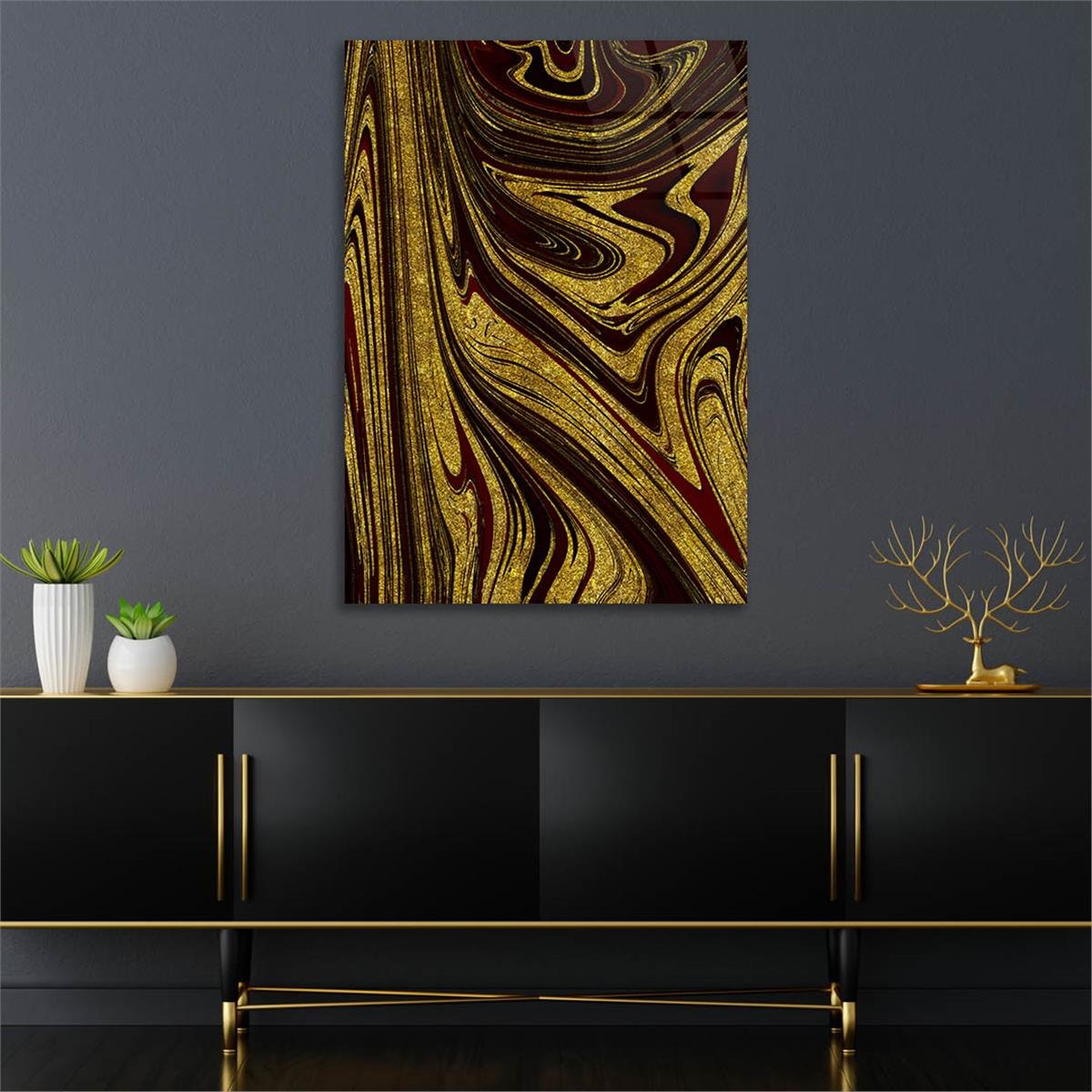 Dikey Sanat Temalı Cam Tablo 545
