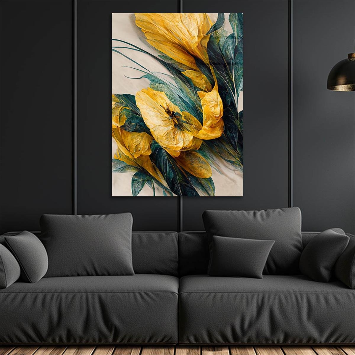 Dikey Sanat Temalı Cam Tablo 460