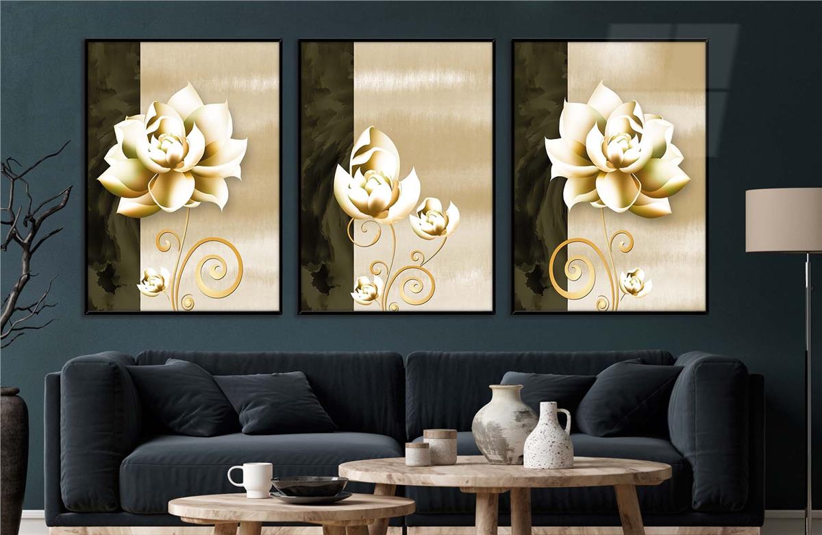 Alüminyum Çerçeveli Sanat Temalı 3'lü Set MDF Tablo 0041