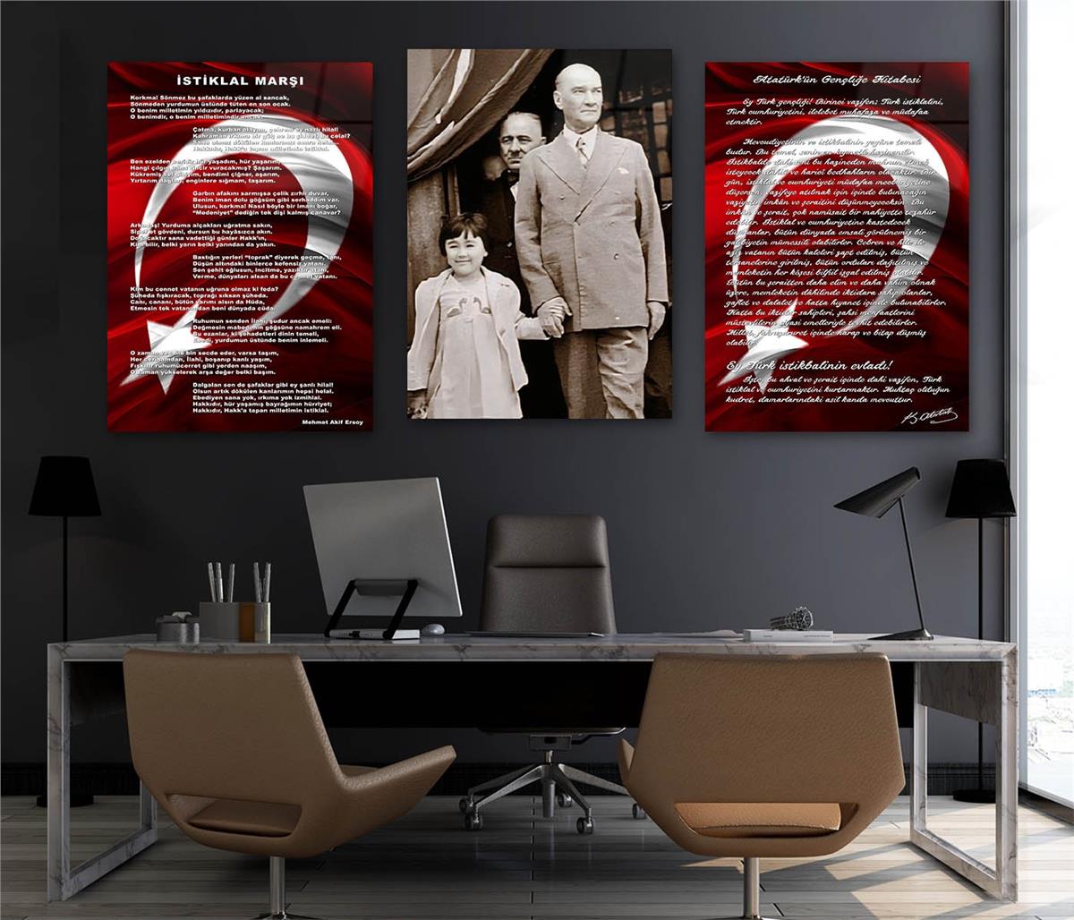  3'lü Set VatanTemalı Cam Tablo 30