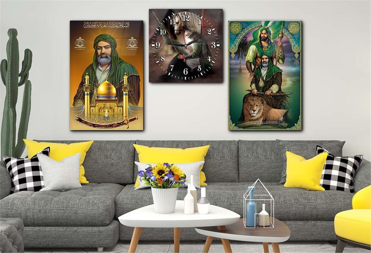 Tempered Glasss Wall Arts Religious-Themed Set with Clock