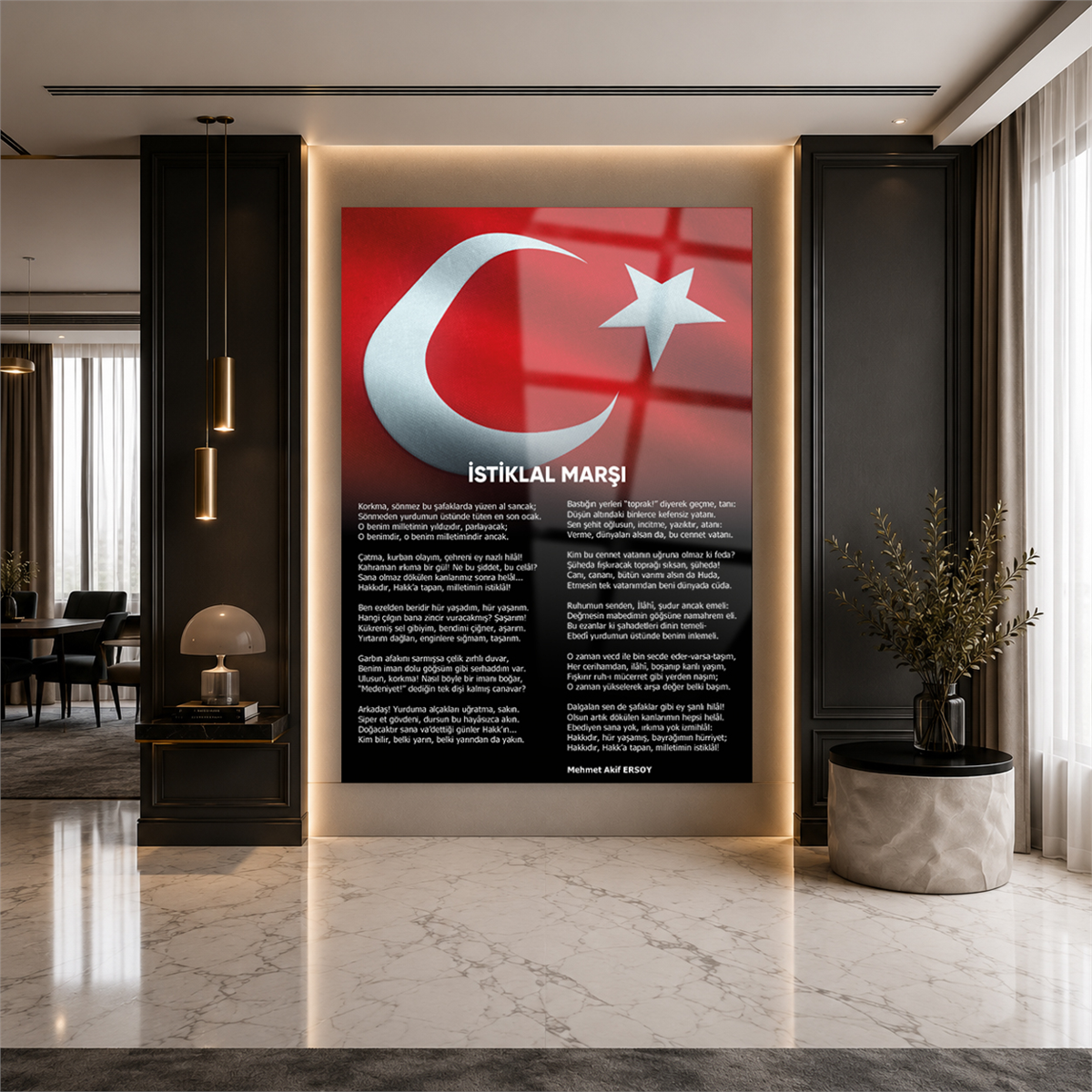 İSTİKLAL MARŞI YAZILI CAM TABLO